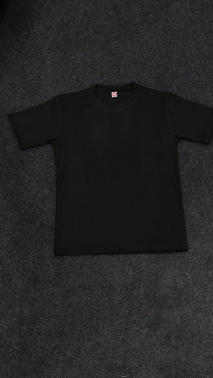 Men's Waffle Fabric Cooling Breathable Short Sleeve Black T-Shirt