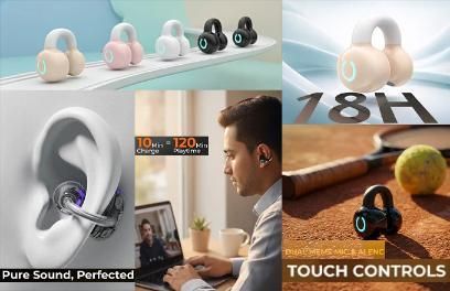 Bone Conduction Bluetooth Earphone - Single Ear Clip-On Stereo Design